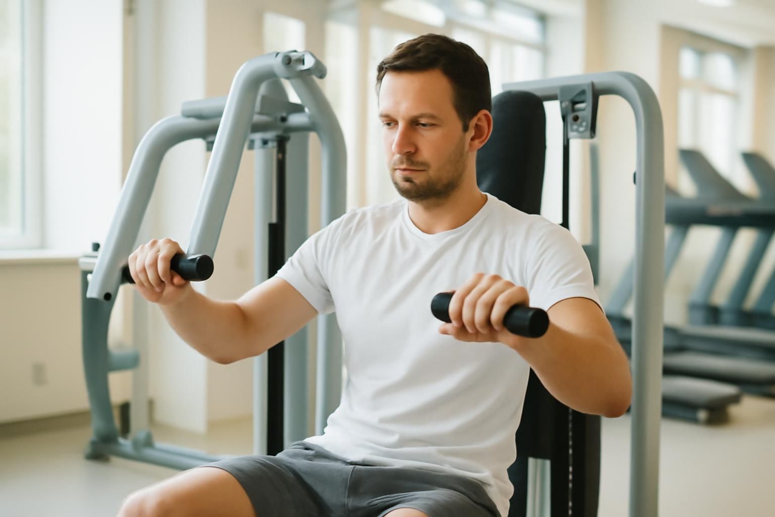 マナーを守って黙々とトレーニングする男性