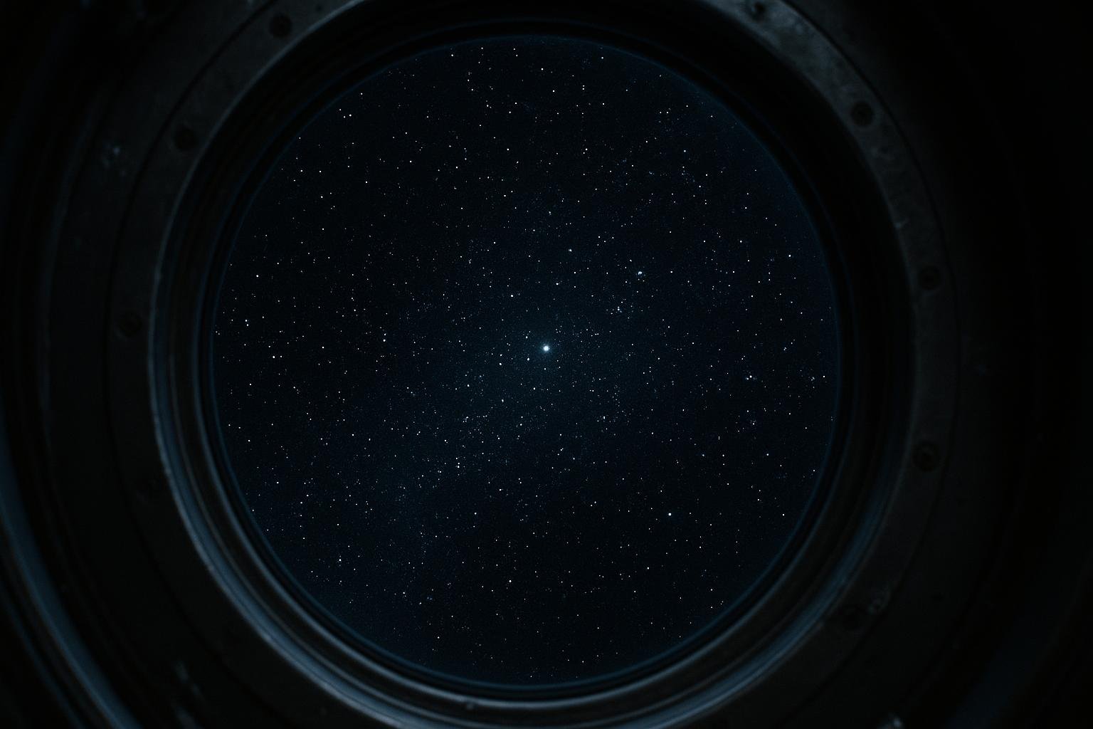 宇宙船の小窓から見える深宇宙と無数の星。プロジェクト・ヘイル・メアリーのイメージ