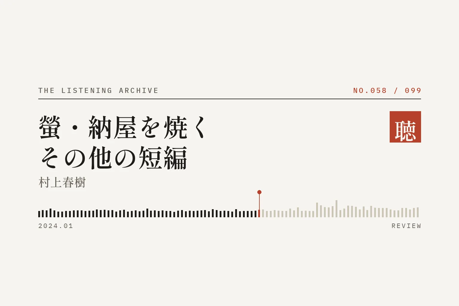 『螢・納屋を焼く・その他の短編』の書評(聴く書庫 No.058)